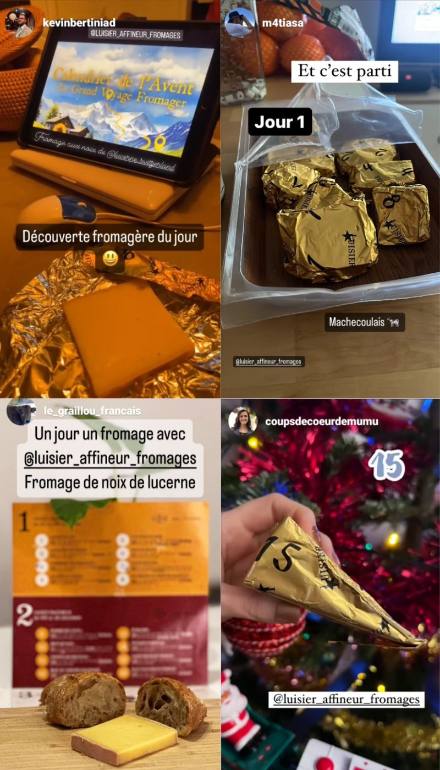 Stories Instagram de clients ouvrant leur calendrier